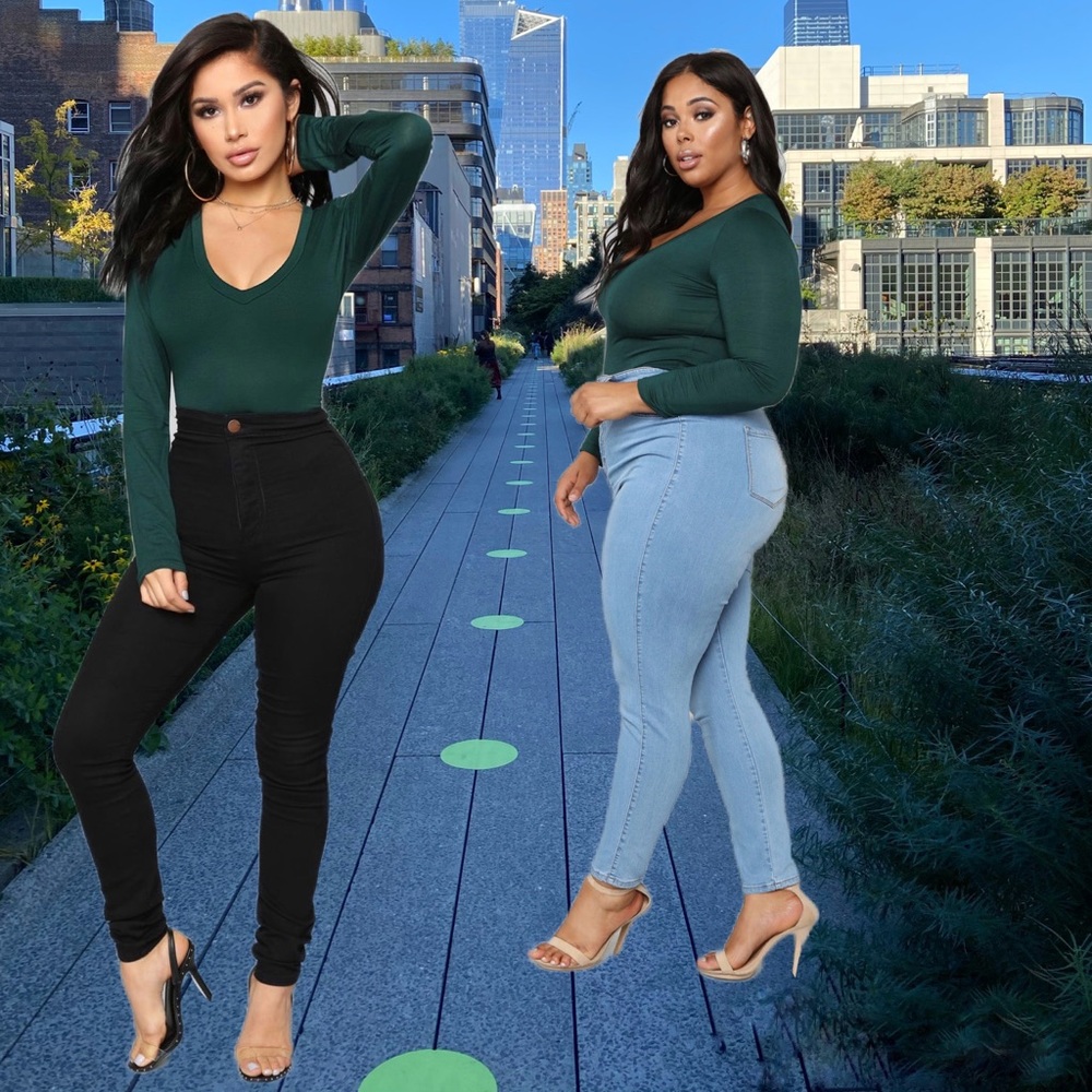 Essential V-Neck Long Sleeve Bodysuit NWOT